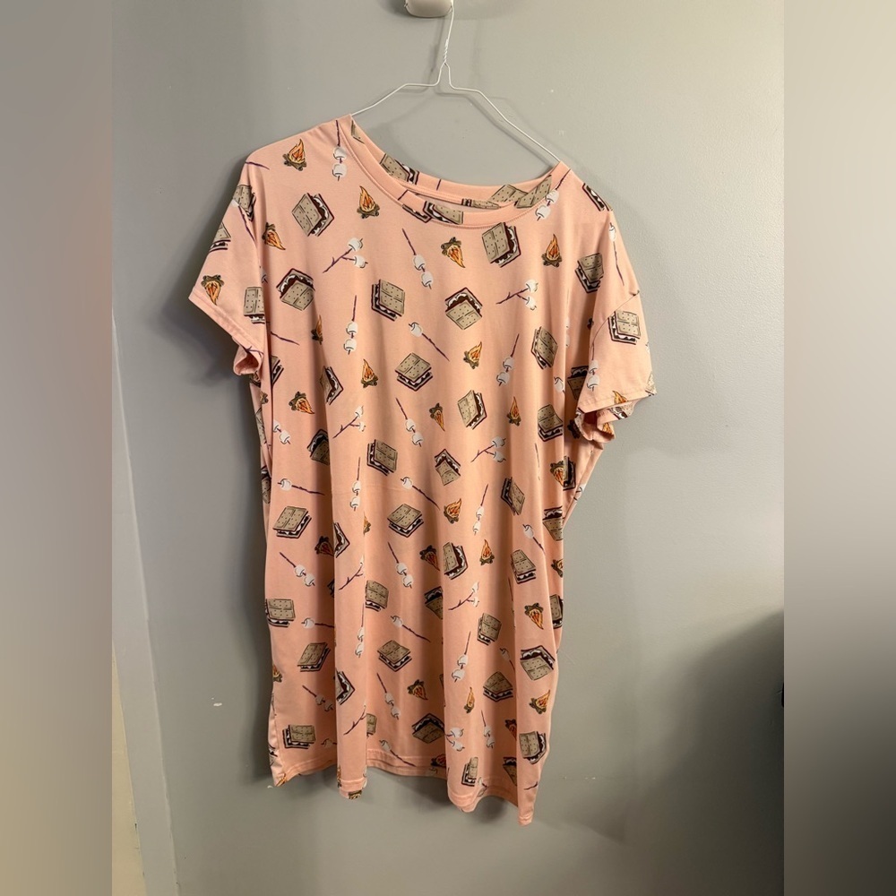 Joyspun S’mores Print T-Shirt Dress with Pockets – Size L/XL